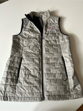 Light Gray Quilted Vest with Embroidered Logo